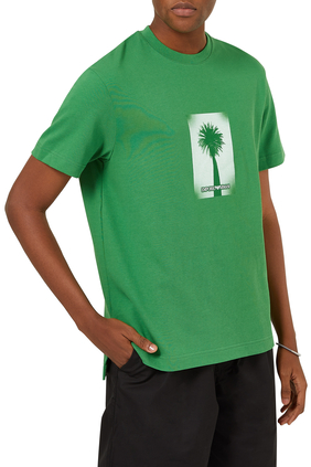 Surfer Photo Print T-shirt in Cotton Jersey